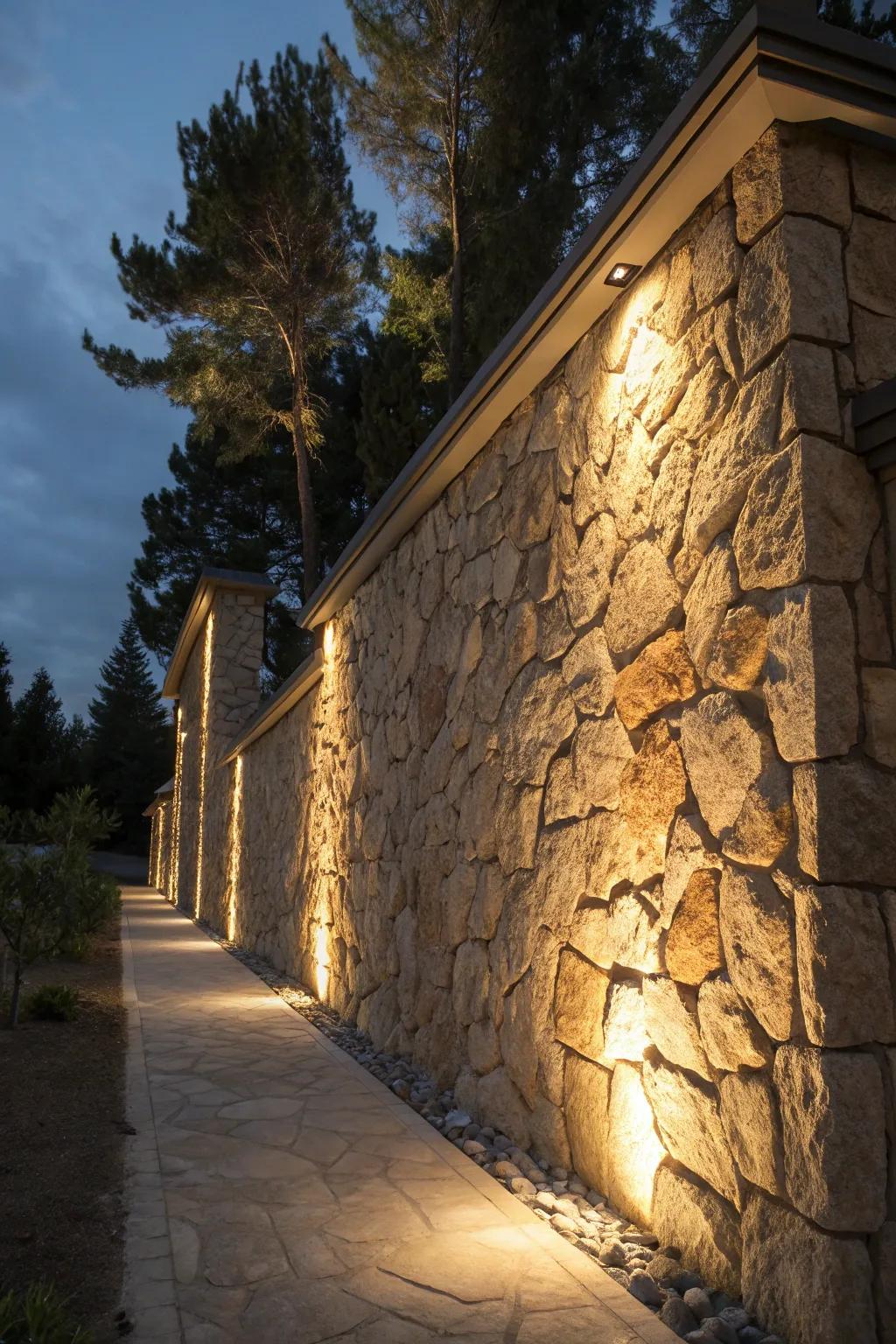 Lighting elements establish a welcoming ambiance for your exterior walls.