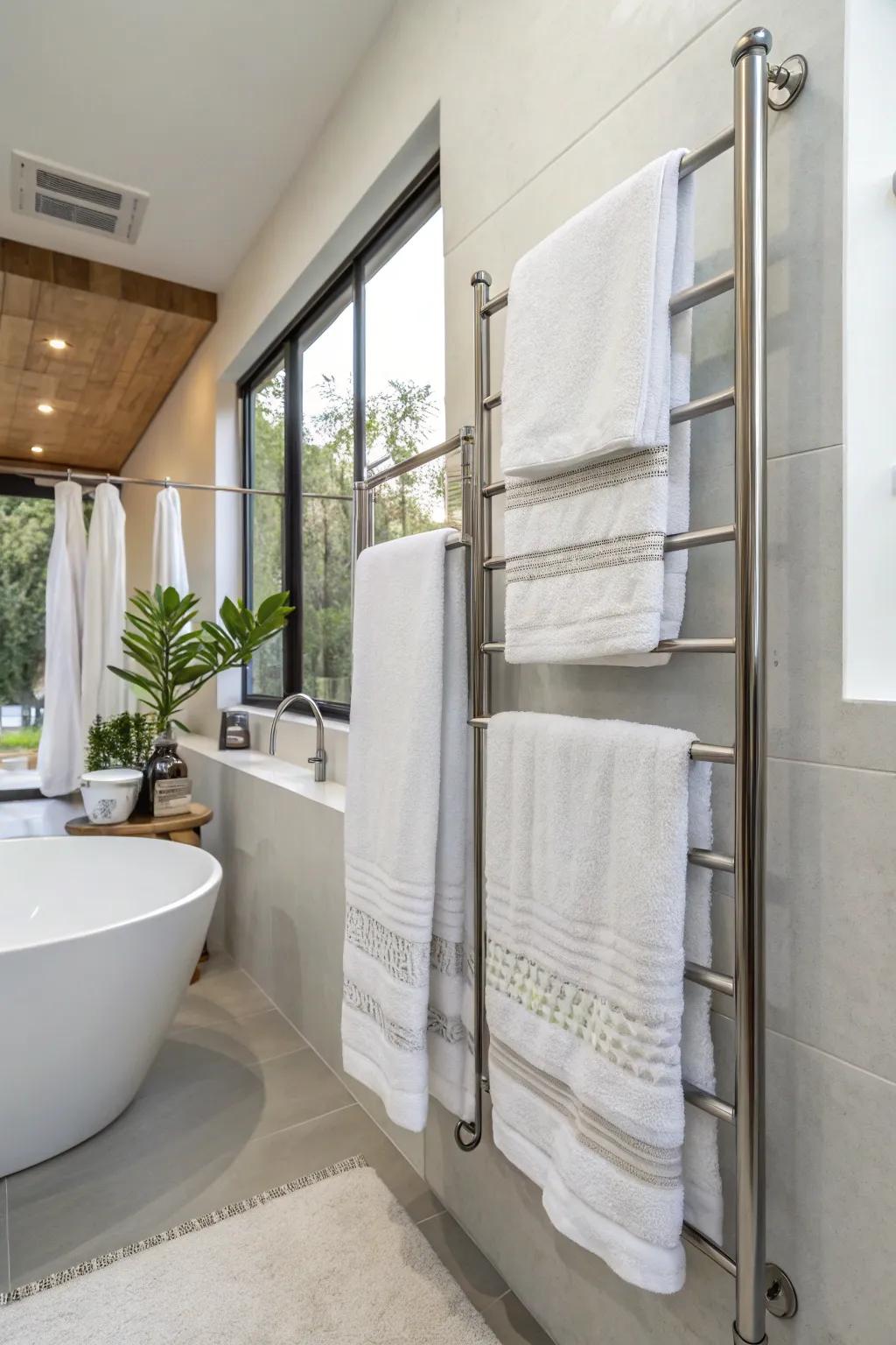Floating towel rods add a modern and open feel to your bathroom.