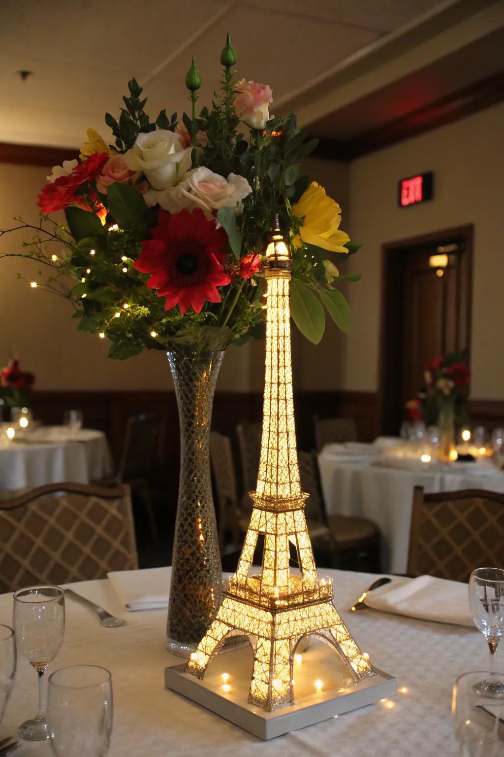 Create a magical ambiance with LED-lit vase centerpieces.