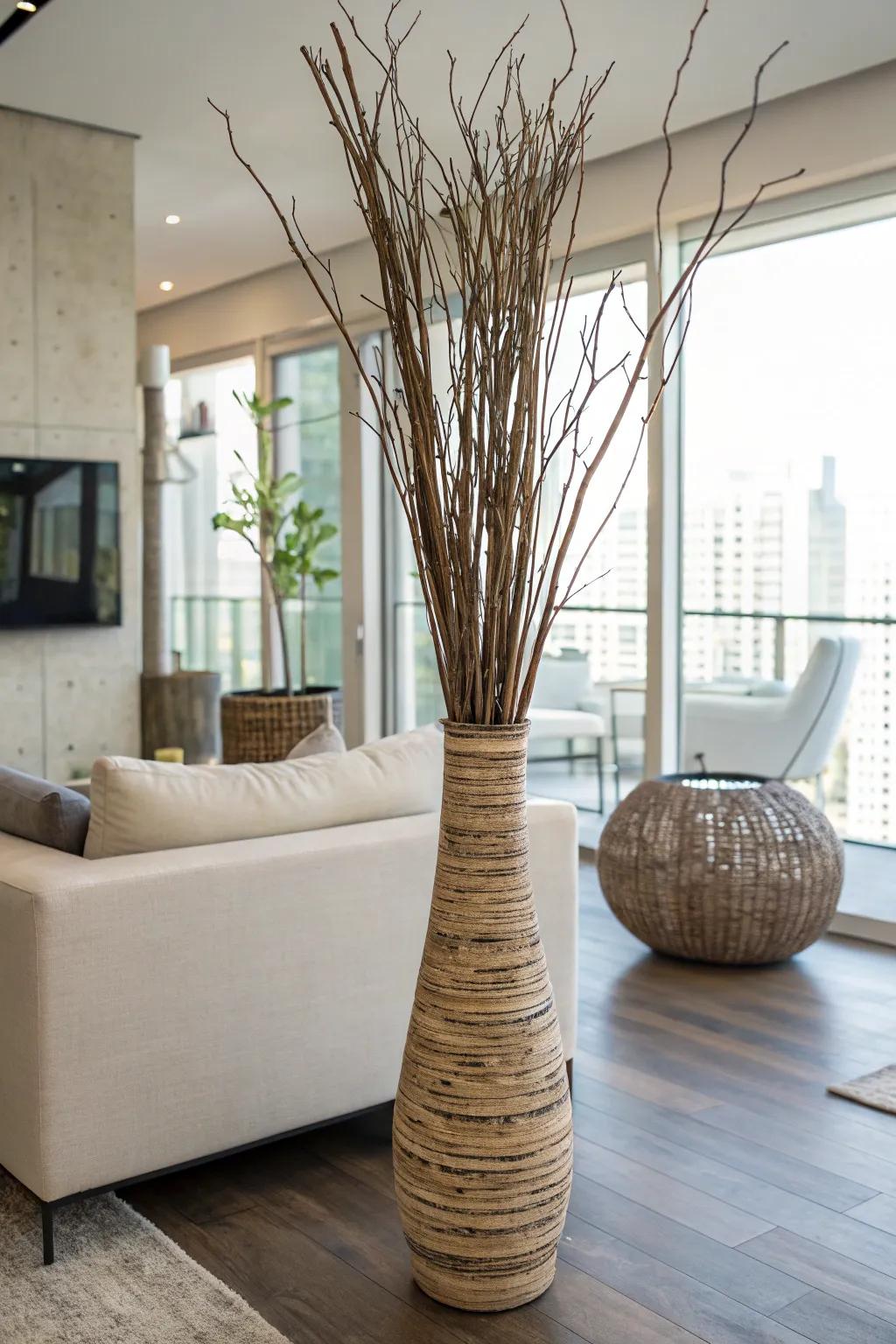 Make an eye-catching display with twigs and branches.