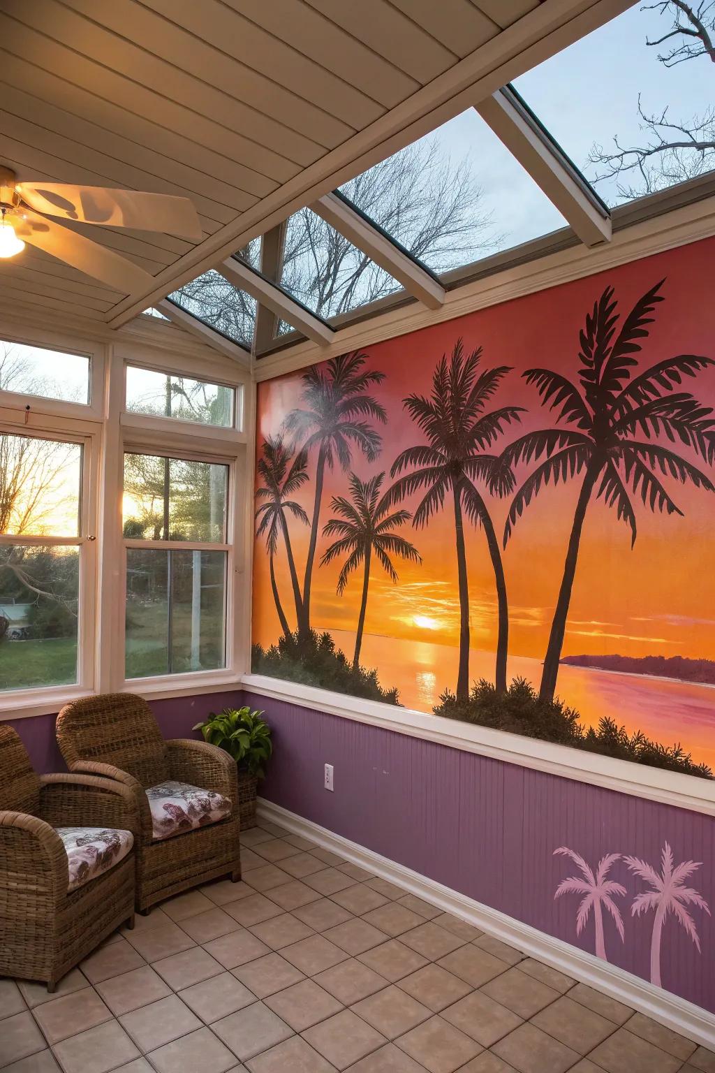 Tropical scenes bring vacation vibes and warmth.