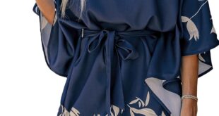 Cupshe Women Casual Mini Dress Navy Leaf Print Worn By You