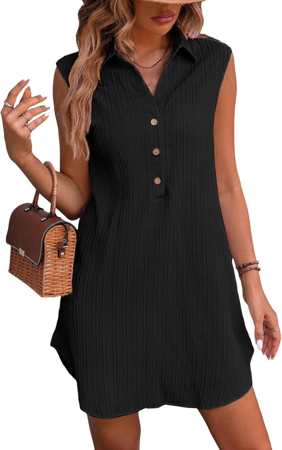 CUPSHE Women Collared V Neck Mini Dress for Your Beach Days CUPSHE Women Collared V Neck Mini Dress for Your Beach Days