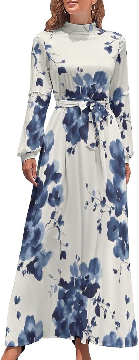PASDOWX Casual Floral Print Long Dress, how it moves on you